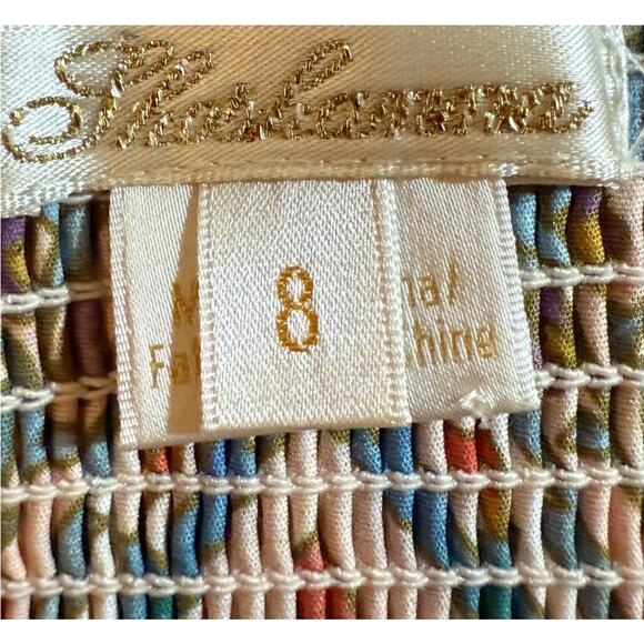 Shoshanna Multicolor Floral Sundress Luxury Casual Dress Smocked Cotton Size 8 - Picture 4 of 10